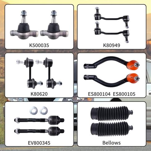 16 Pcs Front Suspension Kit Ball Joint Control Arms Tie Rod Sway Bar Bellows Replacement For 2006-2008 Hyundai Sonata in Saudi Arabia