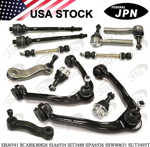 12PC Front Suspension Kit Front Upper Control Arm & Lower Ball Joint & Stabilizer Sway Bar Link Steering Inner & Outer Tie Rod End Pitman Idler Arm Compatible with 1999-2006 Chevy Silverado 1500 4WD in Kuwait