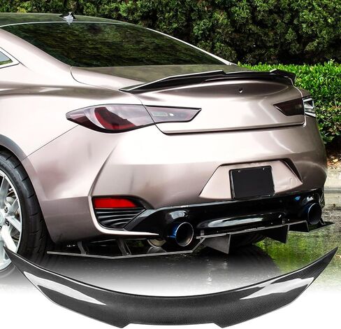 Carbon Fiber Rear Spoiler Upward Kick Wings for 2017 2018 2019 2020 2021 2022 2023 2024 Infiniti Q60/Q60S Coupe 2.0/3.0 Premium 2-Door Luxury Sport GT Rear Trunk Sport Lip PSM Style ABS Material in Saudi Arabia