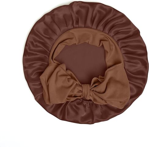 100% Mulberry Silk Sleep Cap Silk Bonnet for Curly Hair Extra Large Luxurious Bonnet Adjusts for Stay-Put Fit (Royal Brown) in Saudi Arabia