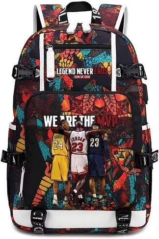 حقيبة ظهر FANwenfeng Basketball Legend Never Ends متعددة الوظائف للسفر والكمبيوتر المحمول Daypack حقيبة المشجعين للرجال والنساء (النمط 3) in Saudi Arabia