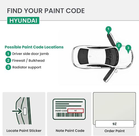 ERA Paints - 9Z - Arctic White for HYUNDAI Exact OEM Color Match Automotive Touch Up Paint for Cars - Scratch & Chip Repair for Metal & Plastic - Premium Kit - Made in USA in Saudi Arabia