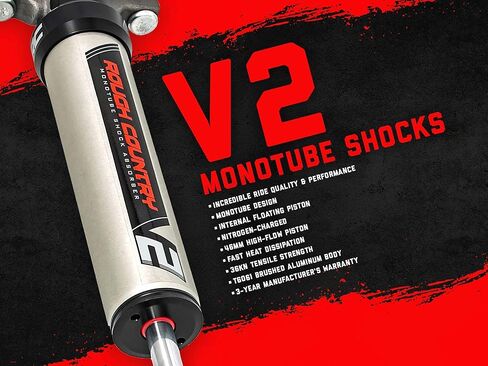 صدمات خلفية أحادية الأنبوب V2 مقاس 0-6 بوصة من Rough Country لـ 2003-2024 Ram 3500 4WD - 760744_A in Saudi Arabia