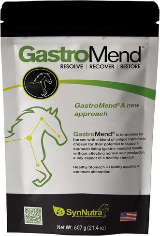 GastroMend Gastrointestinal Health Supplement for Horses, 100% Natural, Promotes Stomach and Gut Health in Equines, Cost-Effective Digestive Wellness, 30 Servings per Pouch, Made in the USA in Kuwait