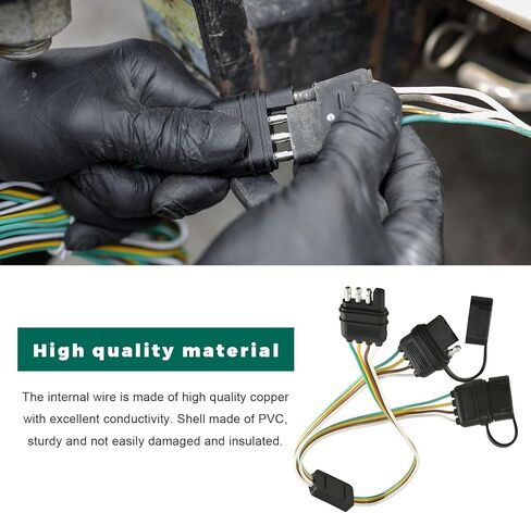 4 Way Y-Splitter Plug, 4 Pin Plug & Play Extension Harness Wiring Adapter with Dust Cover, Waterproof Male to Dual Female Connector for LED Tailgate Lights Bar Trailer Lights in Kuwait
