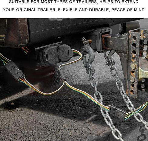 4 Way Y-Splitter Plug, 4 Pin Plug & Play Extension Harness Wiring Adapter with Dust Cover, Waterproof Male to Dual Female Connector for LED Tailgate Lights Bar Trailer Lights in Kuwait