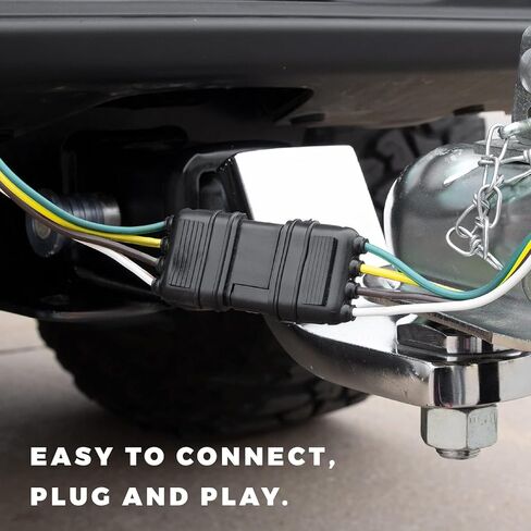 4 Way Y-Splitter Plug, 4 Pin Plug & Play Extension Harness Wiring Adapter with Dust Cover, Waterproof Male to Dual Female Connector for LED Tailgate Lights Bar Trailer Lights in Kuwait