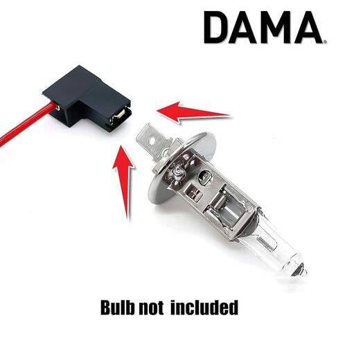 DAMA H1 Bulb Socket Angled Wire Harness Extension Connector for LED and Halogen Fog Light Bulb | Durable OEM Female Pigtail 12 ga. 19 AWG | Pack of 2 in Kuwait