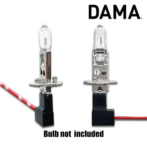 DAMA H1 Bulb Socket Angled Wire Harness Extension Connector for LED and Halogen Fog Light Bulb | Durable OEM Female Pigtail 12 ga. 19 AWG | Pack of 2 in Kuwait