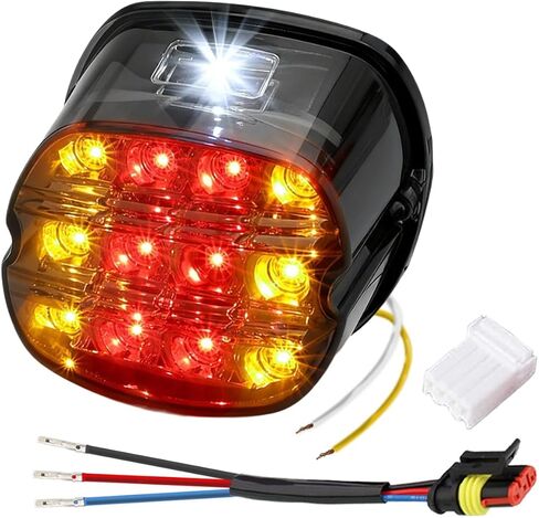 مصابيح خلفية مدخنة وإشارة انعطاف منخفضة LED مدمجة في لوحة ترخيص الضوء الخلفي متوافقة مع Harley Sportster 1200 883 Touring Road King Dyna Super Glide Fat Boy Night (منخفض) in Saudi Arabia