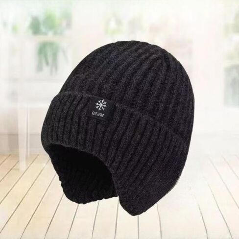 Fleece-Lined Knit Beanie with Snowflake Label,Knit hat- Winter Headwear for Cold Weather in Saudi Arabia