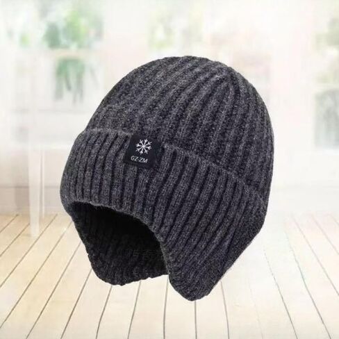 Fleece-Lined Knit Beanie with Snowflake Label,Knit hat- Winter Headwear for Cold Weather in Saudi Arabia