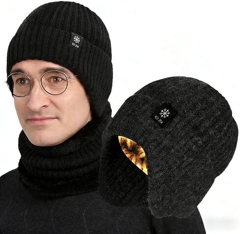 Fleece-Lined Knit Beanie with Snowflake Label,Knit hat- Winter Headwear for Cold Weather in Saudi Arabia