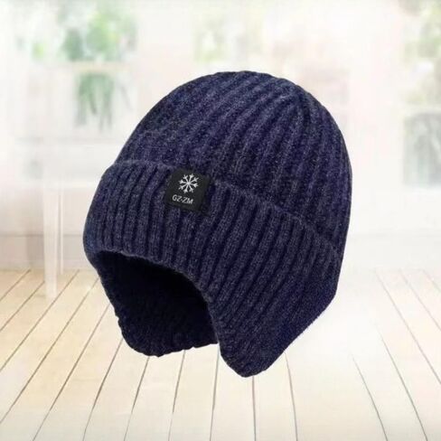 Fleece-Lined Knit Beanie with Snowflake Label,Knit hat- Winter Headwear for Cold Weather in Saudi Arabia