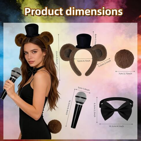 Bear Costume Accessories For Women Brown Bear Ears Headband with Black Bow For Adults Women in Saudi Arabia