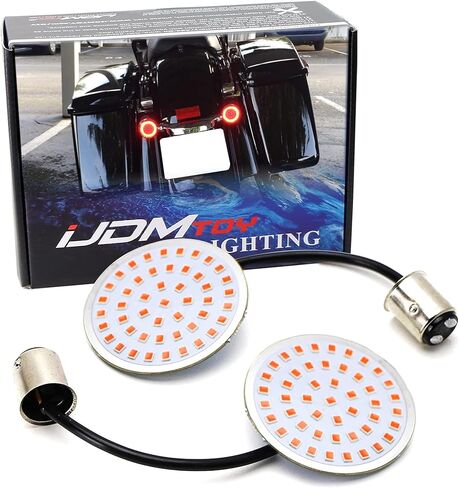 iJDMTOY 2 بوصة هالة بيضاء/كهرمان داخلي 1157 أمامي وأحمر كامل LED خلفي إشارة الانعطاف متوافق مع دراجات Harley Davidson Touring Electra Glide Road King Sportster النارية in Saudi Arabia