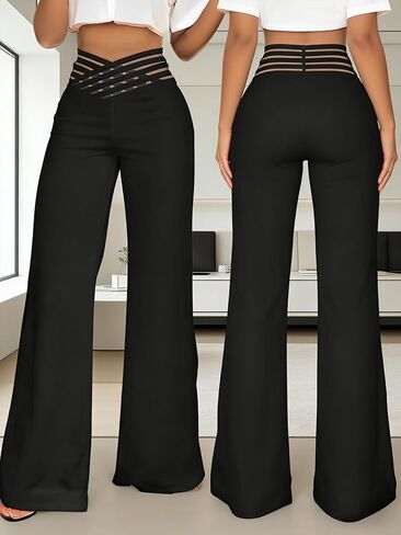 Women High Waisted Wide Leg Pants, Work Pants for Women Business Casual Outfits Office Dress Pants Trousers with Pockets in Saudi Arabia