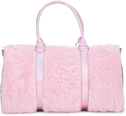 Dolls Kill Shagadelic Weekender من Sugar Thrillz - حقيبة وردية من الفرو الصناعي مع أشرطة قابلة للتعديل، مثالية للسفر in Kuwait