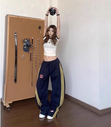Women's Wide Leg y2k Pants, high Waisted Pants, Casual and Elegant Pants with Pockets and Drawstring in Saudi Arabia