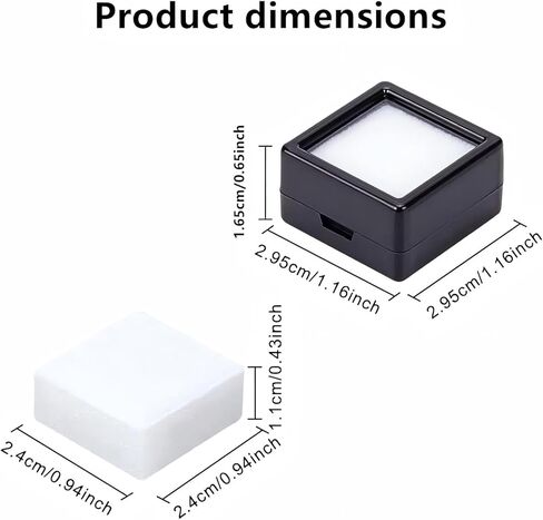 18 Pack Black Gemstone Display Box, Square Acrylic Jewelry Box with Clear Lid for Loose Diamonds, Crystals, Stones, Rings & Pendants - 1.16" x 1.16" x 0.65" Transparent Showcase Containers in Saudi Arabia