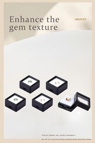 18 Pack Black Gemstone Display Box, Square Acrylic Jewelry Box with Clear Lid for Loose Diamonds, Crystals, Stones, Rings & Pendants - 1.16" x 1.16" x 0.65" Transparent Showcase Containers in Saudi Arabia