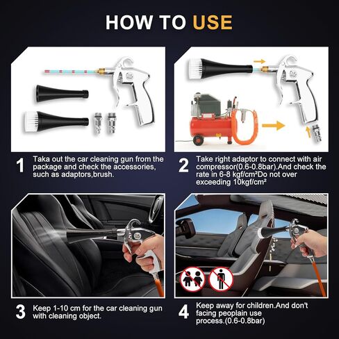 Car Cleaning Gun, Air Blaster for Car Detailing, Essential Car Detailing Kit and Supplies, High-Pressure Air Tools for Efficient Car Cleaning Kit, Tornado Air Gun for Dust and Dirt Removal in Kuwait