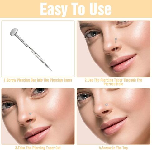 Piercing Taper Ball Grabber Tool for Changing Jewelry Flat Back Earrings Insertion Tool Threadless Insertion Pin Thread Body Piercing Kit for Ear Nose Lip for Ear Nose Navel Eyebrow Tongue in Kuwait
