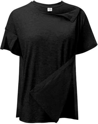 Women's Post Shoulder Surgery Tear Away Shirt Short Sleeve Extended Length Side Snap Chemo Shirts Adaptive Clothing in Kuwait
