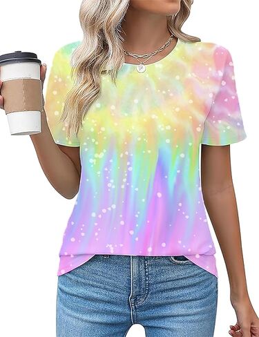 Tie Dye Shirt Women Neon Tshirts Glow in The Dark Clothes for Glow Party 70s Disco Outfits Fashion Casual Party Tops in Kuwait