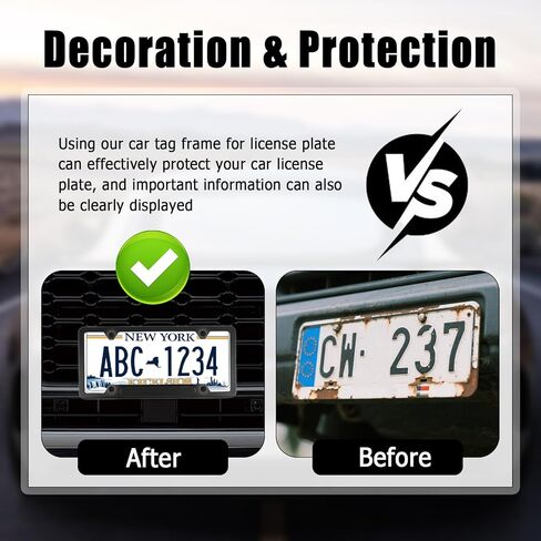 2PCS Aluminum Alloy Car License Plate Frames with Car Valve Stem Caps,Sturdy Cars Plates Frame Protects & Decorates Your License Plate,4 Holes Cars Licence Plates Frame Holder in Kuwait