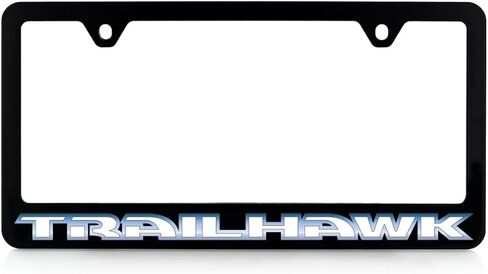 Jeep Trailhawk UV Printed Black Plastic License Plate Frame - Trailhawk Wing Logo in Saudi Arabia