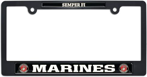 Officially Licensed United States Marine Corps Semper Fi Automotive-Grade Black Plastic 3D Doming Standard License Plate Frame Tag Holder for Cars/SUVs/Trucks - Weatherproof in Kuwait