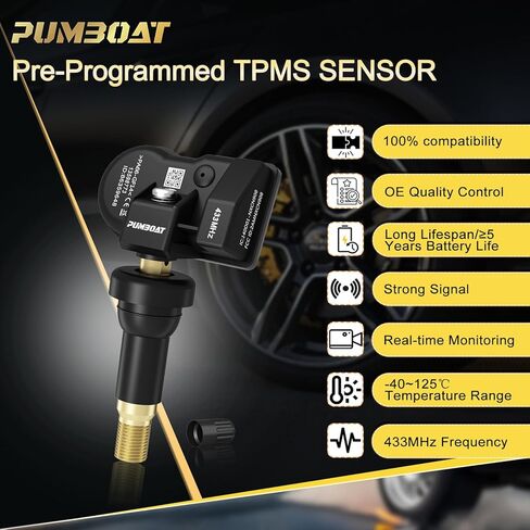 TPMS 433Mhz Pre-Programmed Tire Sensor,with Chevrolet Silverado(19-25)|Traverse(16-25)|Malibu(16-25)|Blazer(19-25)|Cruze(16-23)|Camaro(16-24)|Suburban(20-25)|Tahoe(20-25)#13598773(Set of 4) in Kuwait