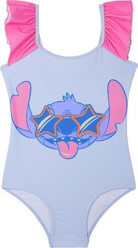 Hello Kitty | Disney Stitch Girls Swimsuit, One Piece Ruffle Bathing Suit, UPF 50 Sun Protection, Kids Swimwear in Saudi Arabia