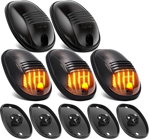ضوء سقف الكابينة LED العنبر متوافق مع Chevy GMC 1988-1999 C1500 K1500,1988-2000 C/K 2500 3500,1992-1999 Suburban C/K 1500 2500,1992-2002 C3500HD ضوء علامة إزالة الكابينة 5 قطع عدسات دخان in Kuwait
