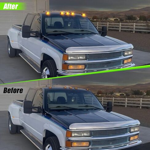 ضوء سقف الكابينة LED العنبر متوافق مع Chevy GMC 1988-1999 C1500 K1500,1988-2000 C/K 2500 3500,1992-1999 Suburban C/K 1500 2500,1992-2002 C3500HD ضوء علامة إزالة الكابينة 5 قطع عدسات دخان in Kuwait