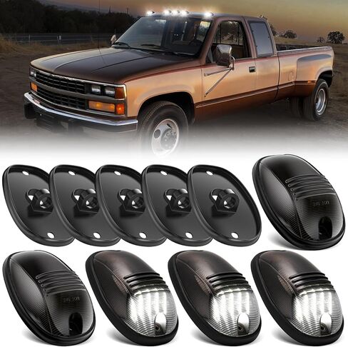 ضوء سقف الكابينة LED العنبر متوافق مع Chevy GMC 1988-1999 C1500 K1500,1988-2000 C/K 2500 3500,1992-1999 Suburban C/K 1500 2500,1992-2002 C3500HD ضوء علامة إزالة الكابينة 5 قطع عدسات دخان in Kuwait