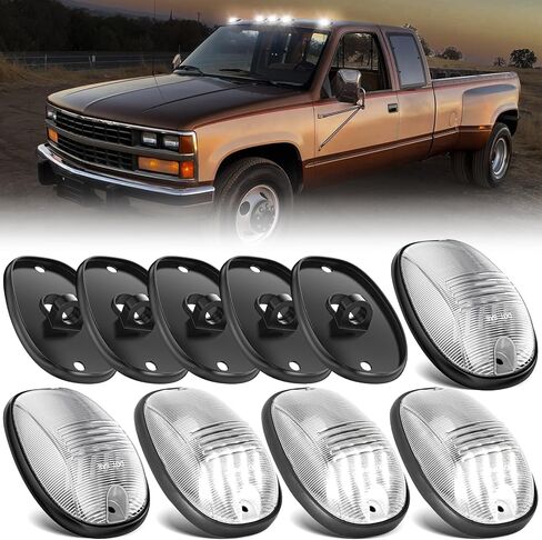 ضوء سقف الكابينة LED العنبر متوافق مع Chevy GMC 1988-1999 C1500 K1500,1988-2000 C/K 2500 3500,1992-1999 Suburban C/K 1500 2500,1992-2002 C3500HD ضوء علامة إزالة الكابينة 5 قطع عدسات دخان in Kuwait