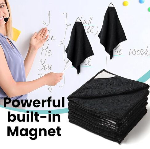 8 عبوات من قماش التنظيف المغناطيسي المصنوع من الألياف الدقيقة منظف ممحاة جافة للوحات البيضاء، ممحاة قماش من الألياف الدقيقة قابلة لإعادة الاستخدام للوحات البيضاء واللوحات الزجاجية والمنزل والمكتب والمدرسة، أسود، 12 × 12 بوصة in Kuwait