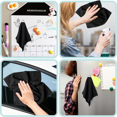 8 عبوات من قماش التنظيف المغناطيسي المصنوع من الألياف الدقيقة منظف ممحاة جافة للوحات البيضاء، ممحاة قماش من الألياف الدقيقة قابلة لإعادة الاستخدام للوحات البيضاء واللوحات الزجاجية والمنزل والمكتب والمدرسة، أسود، 12 × 12 بوصة in Kuwait