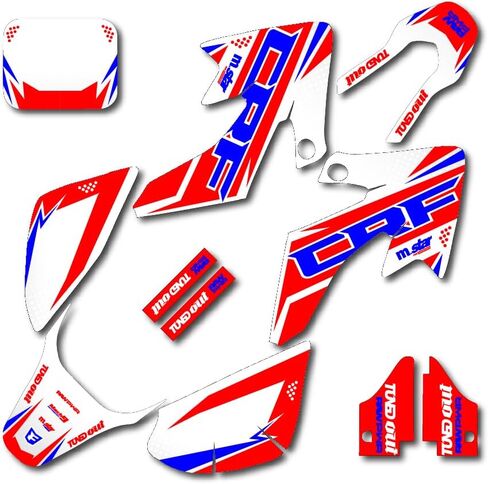 مجموعة رسومات Shift باللون الأحمر والأبيض والأزرق تناسب Honda 04-12 CRF50 ملصق كفن CRF 50pitbike in Kuwait