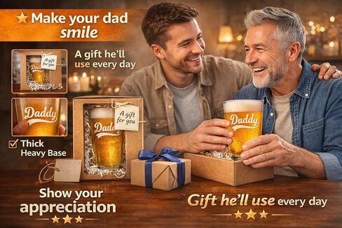 Veracco Daddy Funny Birthday Gift Fathers Day For Dad Grandpa Stepdad - Pint Beer Glass - (Clear, Glass) in Kuwait