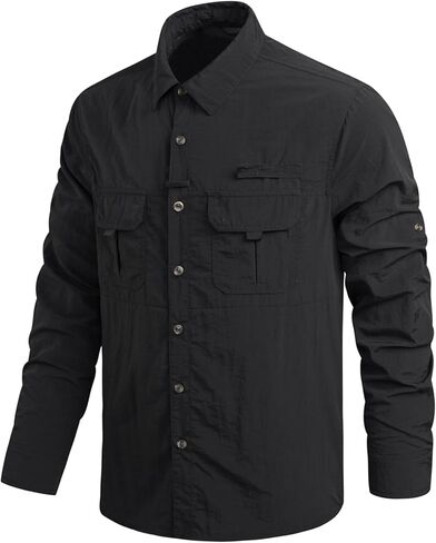 Men's Fishing Shirts Long Sleeve Travel Work Shirts for Men Button Down Shirts in Kuwait