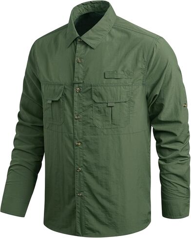 Men's Fishing Shirts Long Sleeve Travel Work Shirts for Men Button Down Shirts in Saudi Arabia