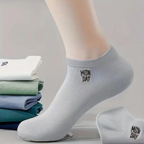 7 Pack Men’s Low Cut Ankle Socks No Show Socks Breathable Invisible Thin Low Cut Ankle Sock Cotton Mixed Colors Letter Print Design in Saudi Arabia