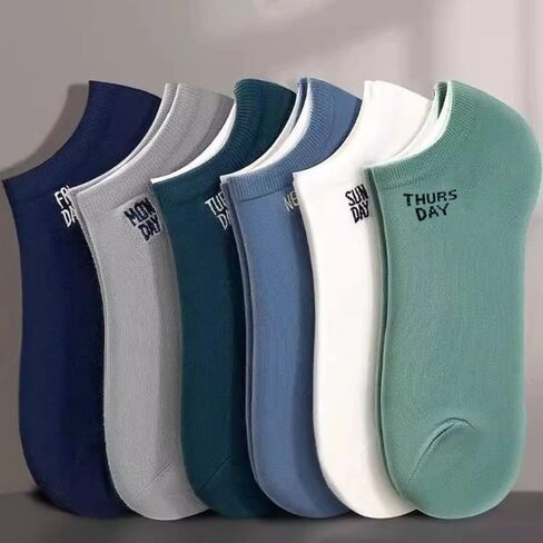 7 Pack Men’s Low Cut Ankle Socks No Show Socks Breathable Invisible Thin Low Cut Ankle Sock Cotton Mixed Colors Letter Print Design in Saudi Arabia