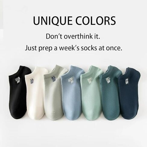 7 Pack Men’s Low Cut Ankle Socks No Show Socks Breathable Invisible Thin Low Cut Ankle Sock Cotton Mixed Colors Letter Print Design in Saudi Arabia