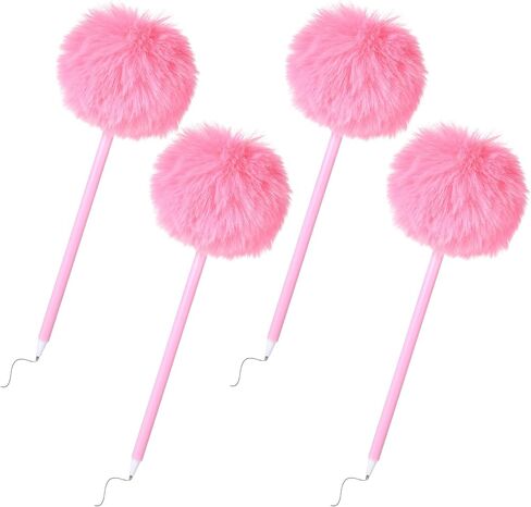 4 Pack Pom Pom Pen Cute Pink Fluffy Pen Fuzzy Fun Pens for Girls Plastic Ball Point Pens for School Office Supplies Gift Favors in Saudi Arabia