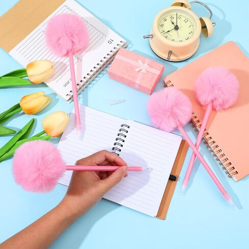 4 Pack Pom Pom Pen Cute Pink Fluffy Pen Fuzzy Fun Pens for Girls Plastic Ball Point Pens for School Office Supplies Gift Favors in Saudi Arabia