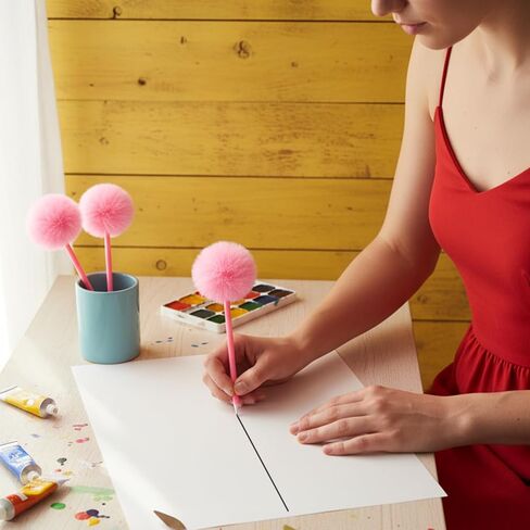 4 Pack Pom Pom Pen Cute Pink Fluffy Pen Fuzzy Fun Pens for Girls Plastic Ball Point Pens for School Office Supplies Gift Favors in Saudi Arabia